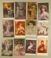 FRAUEN, ca. 110 ALTE KITSCHKARTEN NACH GEMÄLDEN