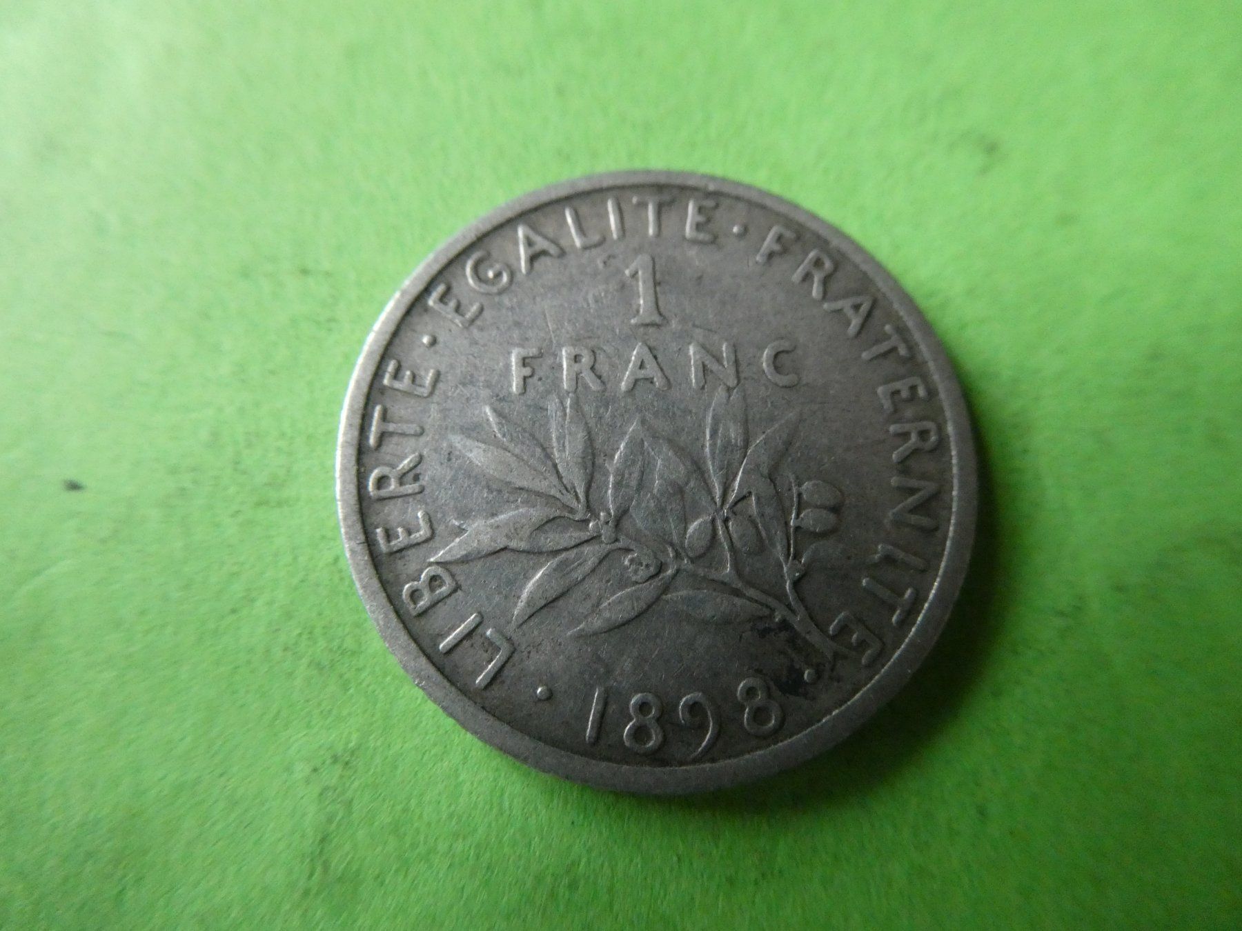 Alle Münzen: Frankreich 1898, 1 Franc   Silber – Gebraucht aus Hinterforst von Rohusri 1