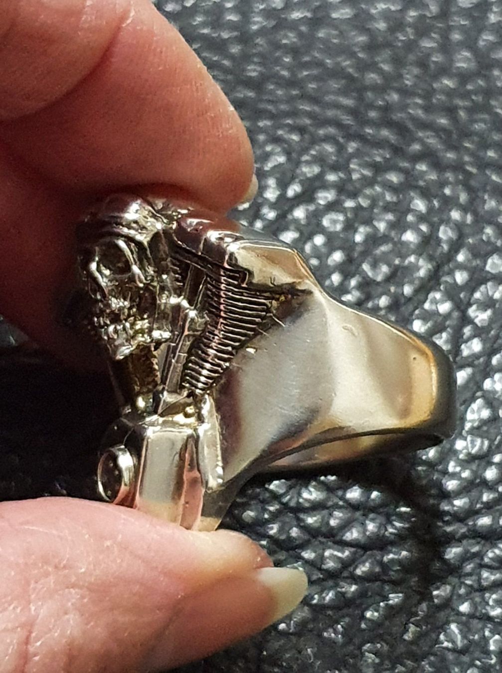Ringe: Neu: Ring Motor Skull / Gr. 70 / 925 Silber – Neu (gemäss Beschreibung) aus Muri AG von Edlerweiss-Schwarz 4