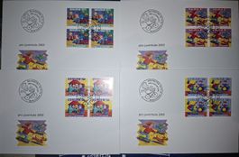 Pro Juventute FDC 4er Blocks 2003