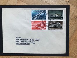 1947, 100 Jahre CH Eisenbahnen - Ganzer Satz ET auf Couvert