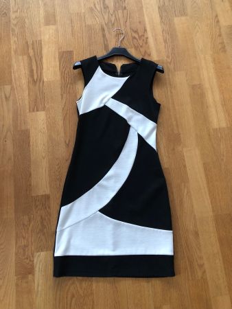 Cocktailkleid, Etuitkleid, schwarz-weiss, s