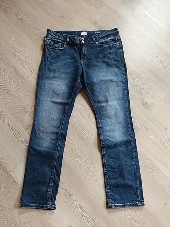 QS Dunkelblaue Jeans Damen 44 L30 Straight Leg Stretch