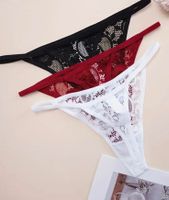 3 x String-Tangas-Unterwäsche-Spitzen- Grösse S