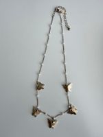 Modeschmuck Kette Schmetterlinge 19 cm goldfarbend