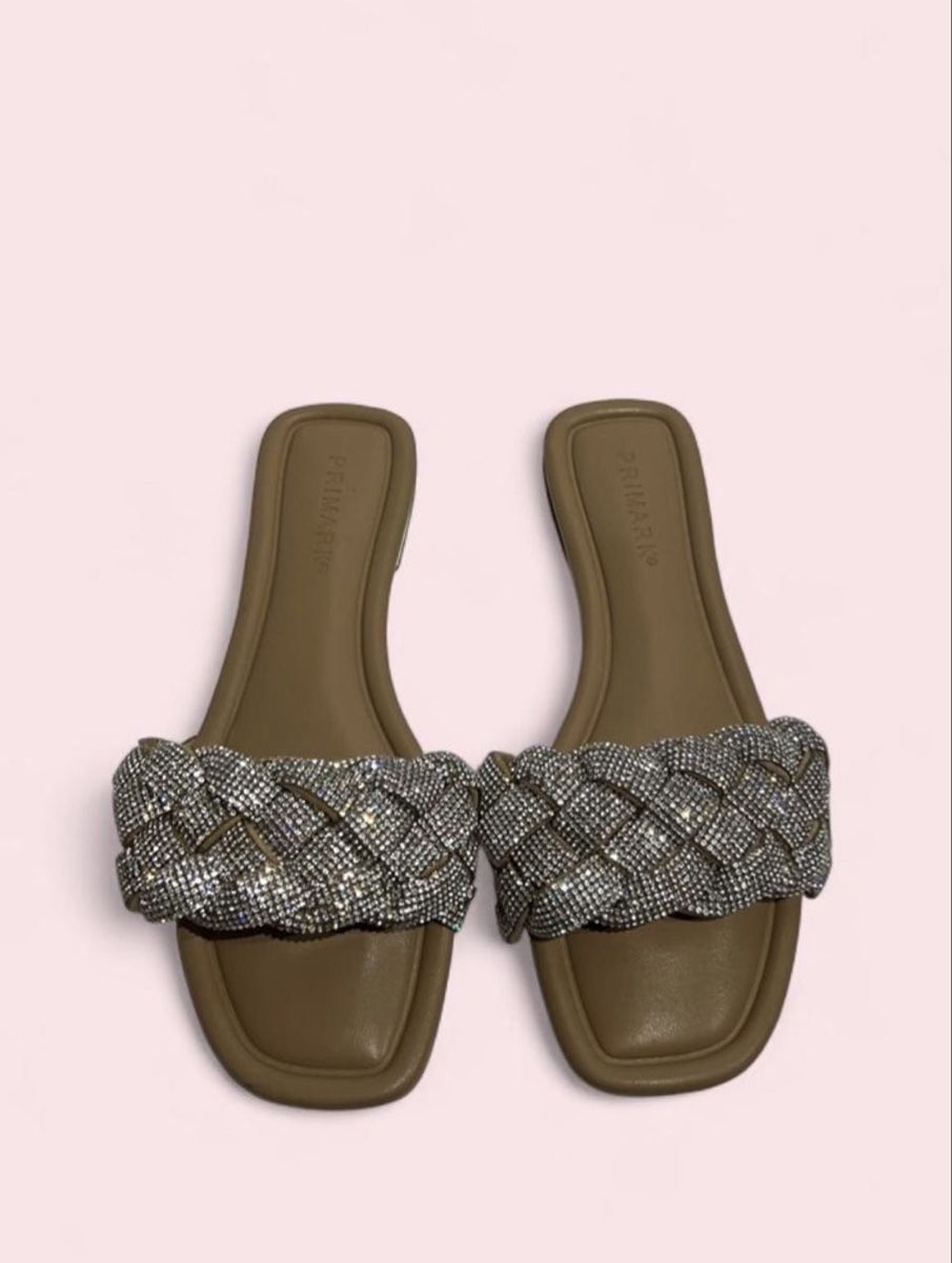 Primark Damenschuhe: Brown & silver braided sandals with rhinestone – Gebraucht aus Otelfingen von houseofstae