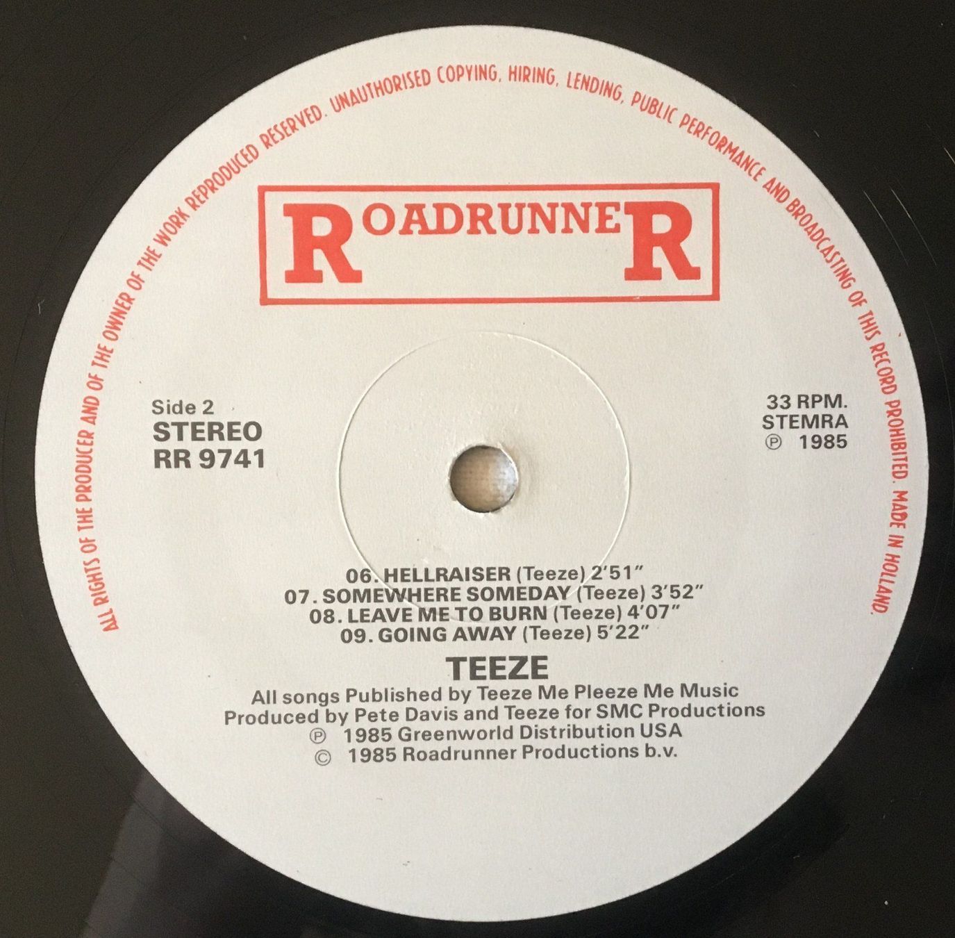 Schallplatten: Teeze -Teeze - LP - 1985 - First Press - Roadrunner Records – Gebraucht aus Uster von Zardodel 5