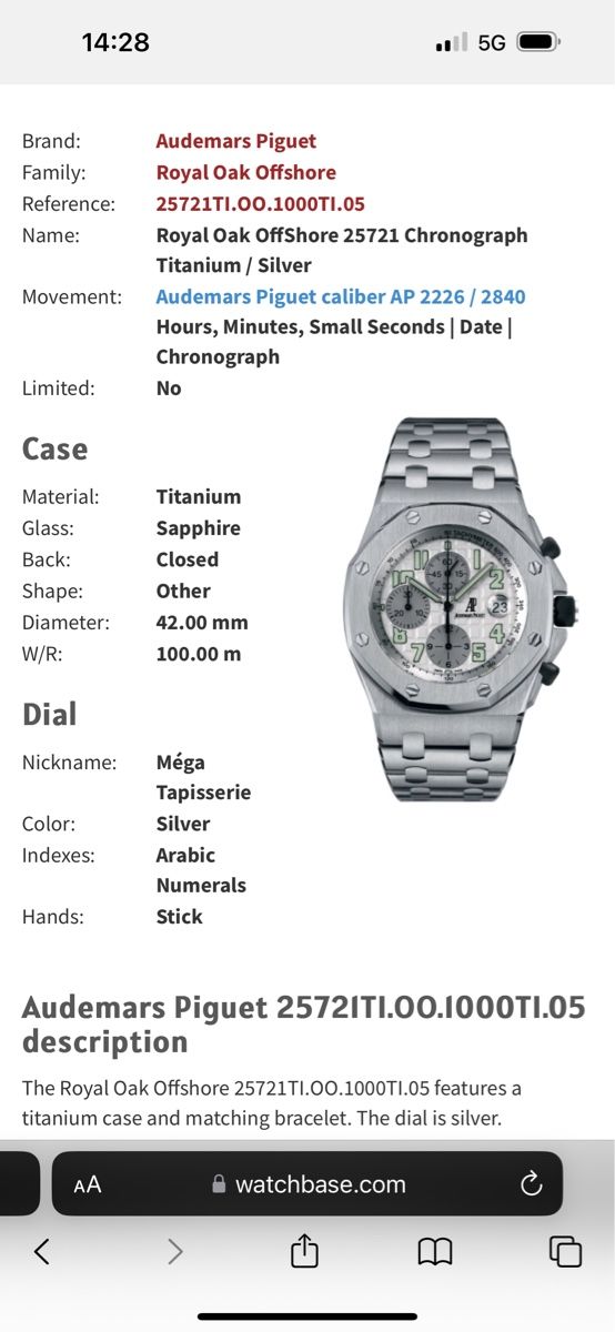 Audemars Piguet Orologi: Audemars Piguet Royal Oak Offshore – Usato da Bassersdorf venduto da oesale 1