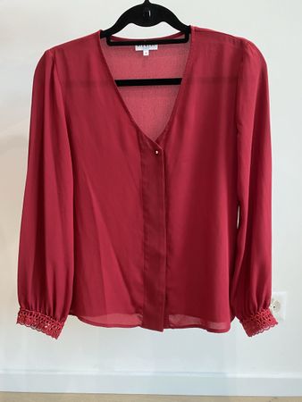 Blouse Claudie Pierlot rouge broderie taille 38 M