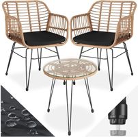 3er Set Outdoor Rattan Sitzgruppe Bistro 2 Stühle Tisch TAO