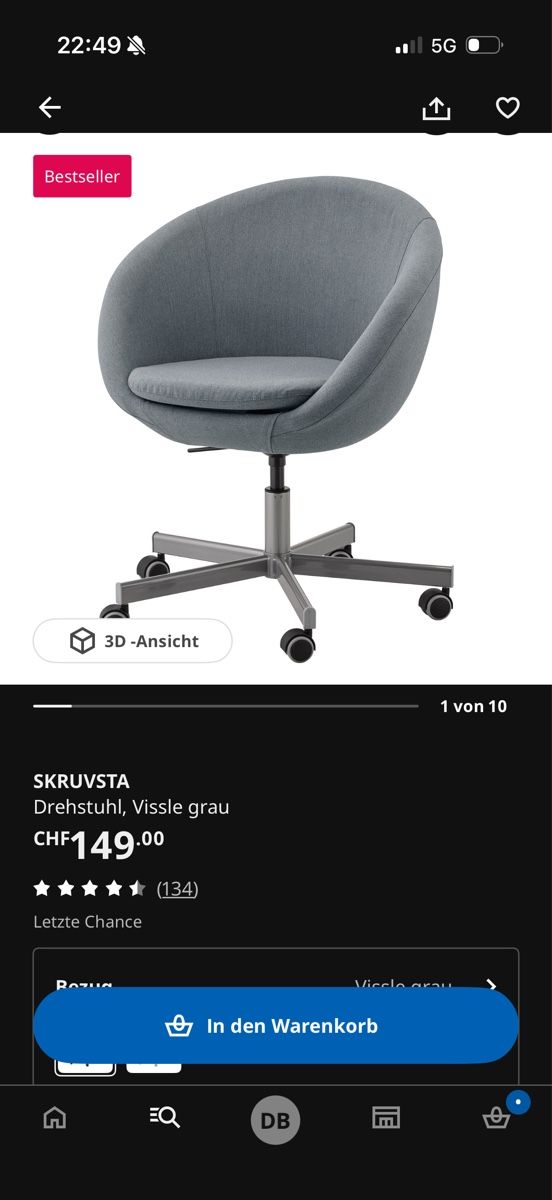 Sedie a rotelle: IKEA SKRUVSTA Drehstuhl – Usato da Winterthur venduto da dil_vj2f 3