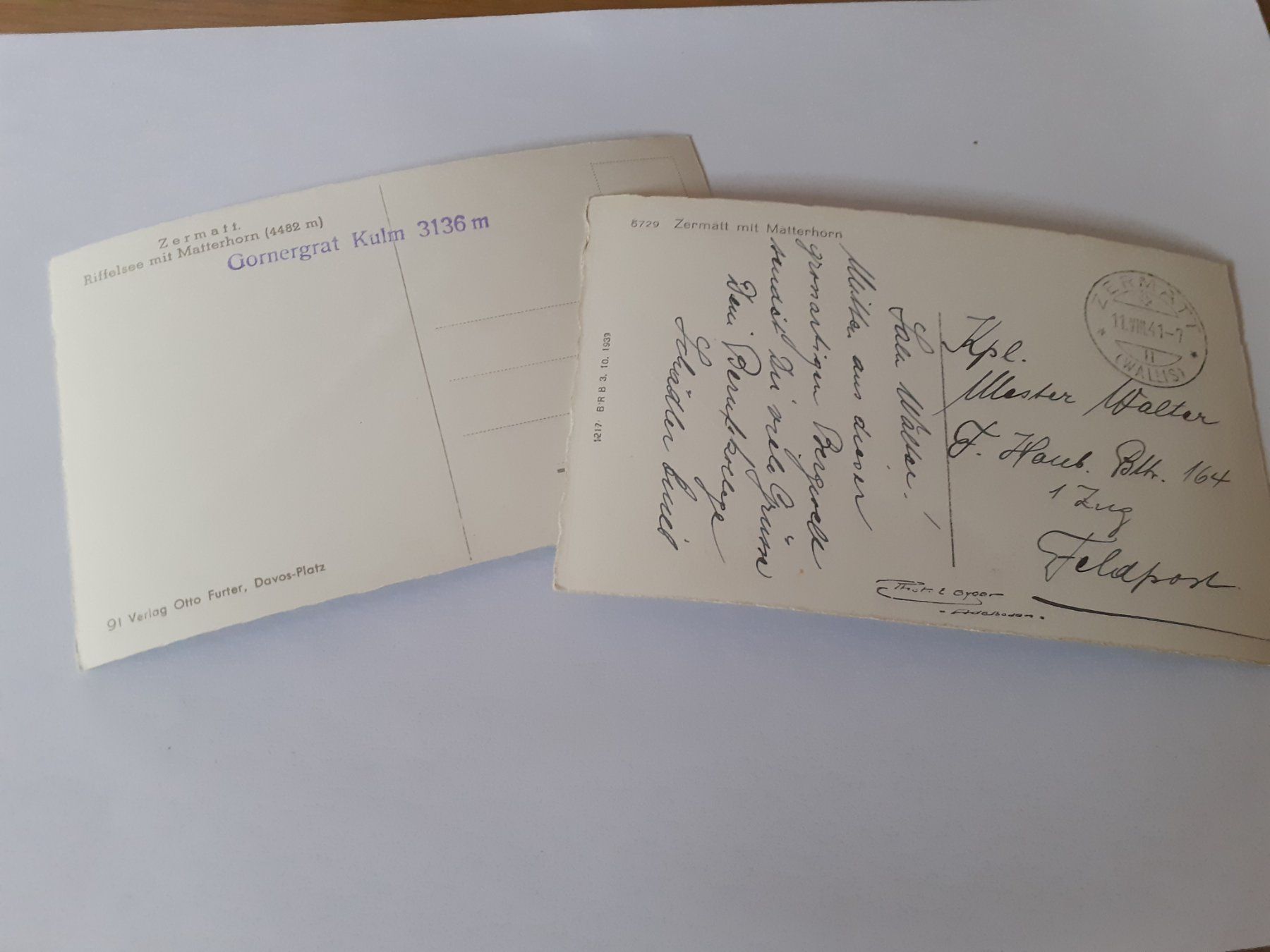 Cartes postales: ZERMATT - 1941 - FELDPOST - GORNERGRAT KULM – D'occasion à Winterthur par Ornyx7 1
