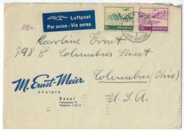 1946 Firmenumschlag M. Ernst-Meier Basel mit Flugpost n. USA