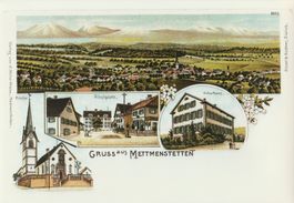 Gruss aus Mettmenstetten, (ZH) -  Lithoansicht um 1900)