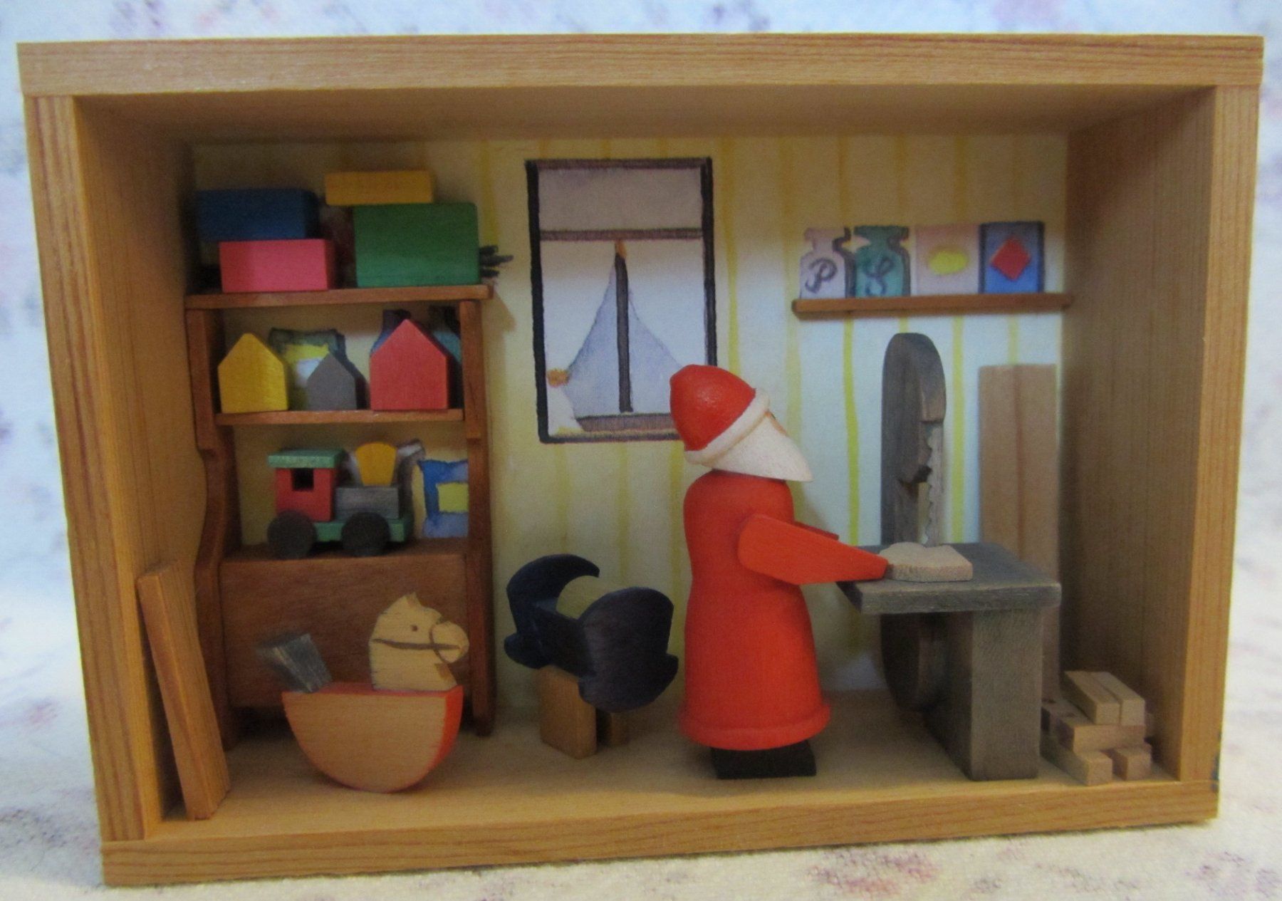 Figuren: Erzgebirge - Holzrähmchen mit Miniaturen - Samichlaus – Gebraucht aus Zürich von Adebar0