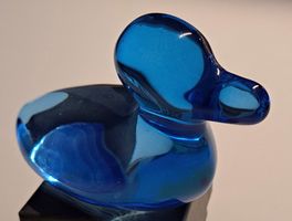 Wunderschöne, LEONARDO Deko Ente aus blauem Glas