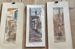 3 Aquarelle / Skizzen aus Jerusalem