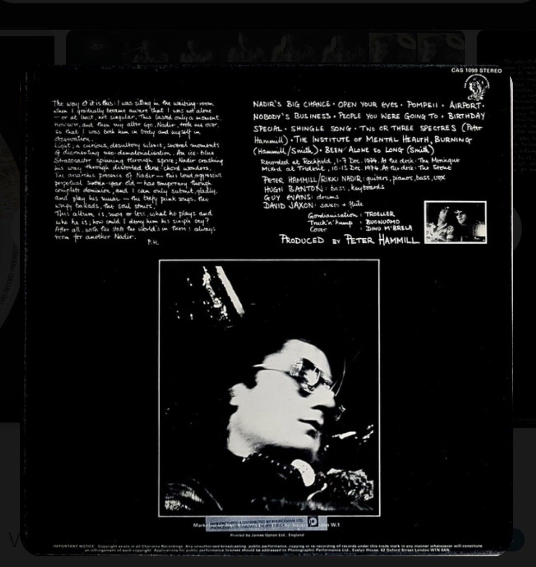 Dischi in vinile: Peter Hammill, Nadir's Big Chance – Usato da Aadorf venduto da Assyrian-Bazar 1