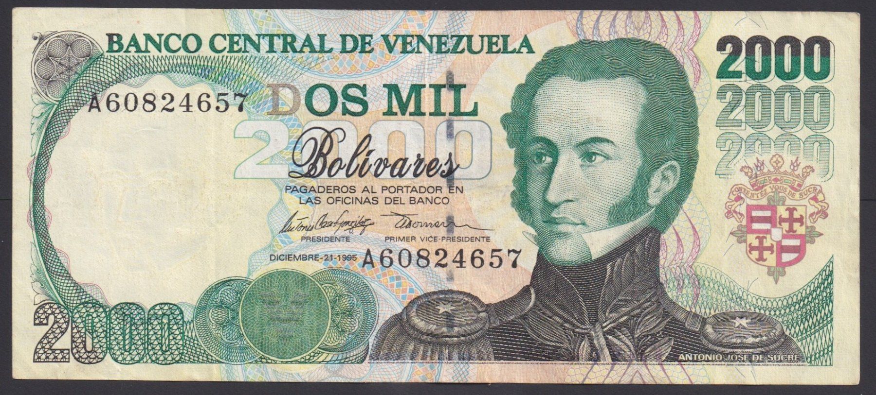 Banconote: Venezuela 2000 Bolivares 1995 – Usato da Brugg AG venduto da banknoten_muesli