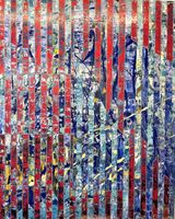 Pinke Mauer Streifen treffen auf Ocean Blau - Kunst