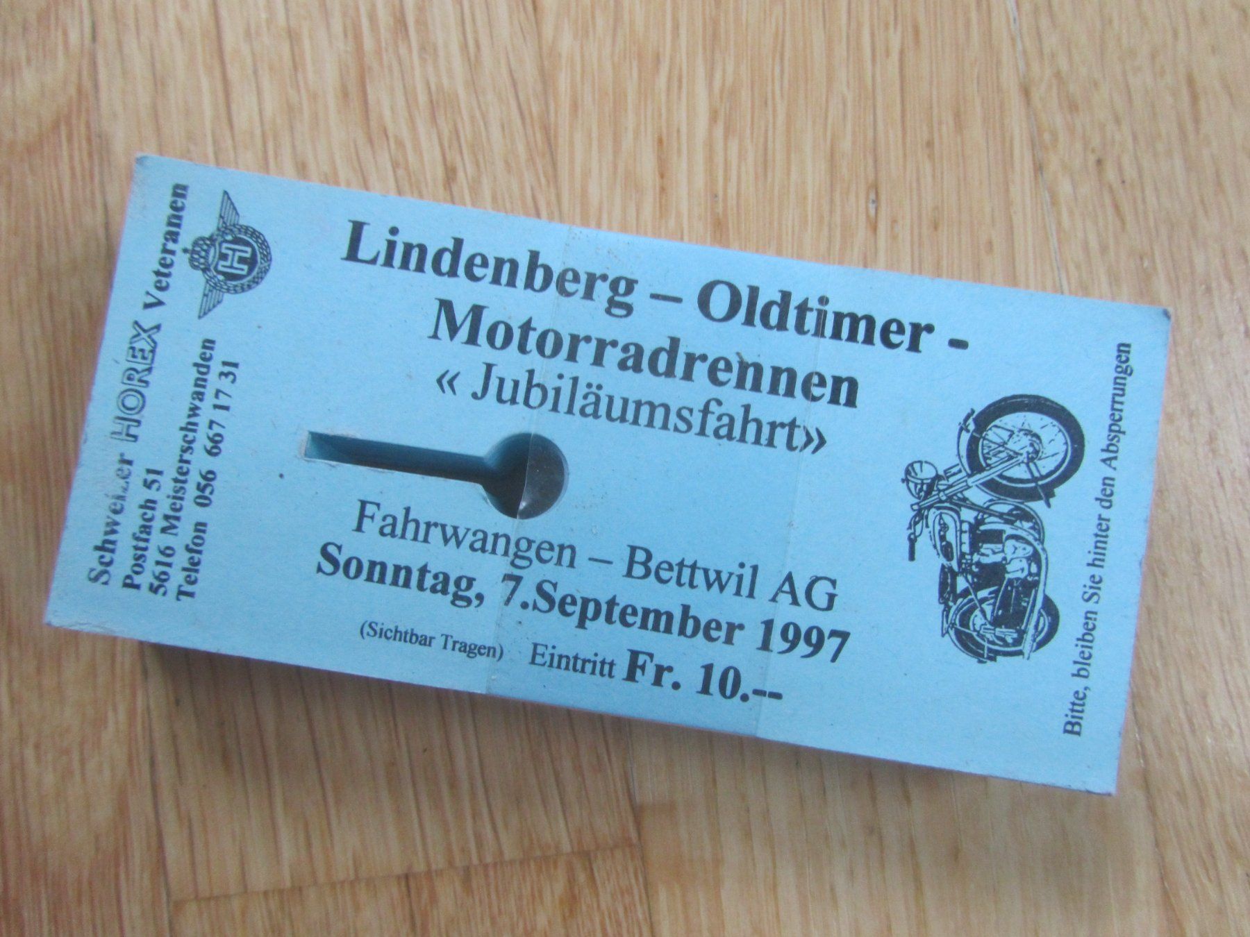 Poster & Bilder: Lindenberg Oldtimer Motorradrennen 1997 Ticket-Block Selten! – Gebraucht aus Seengen von mikelele 2