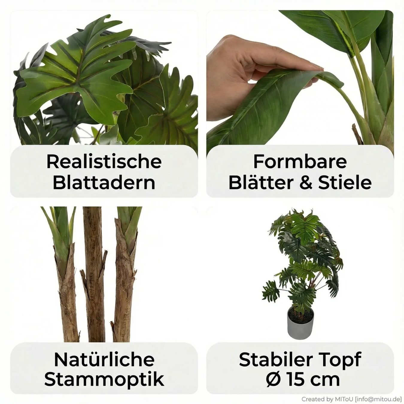 Piante & sementi: HST Kunstpflanze Eichblat-Philodendron Kunstpalme Kunstblume – Nuovo e nell'imballaggio originale da Hess.-Lichtenau venduto da hst_sicherheit 6