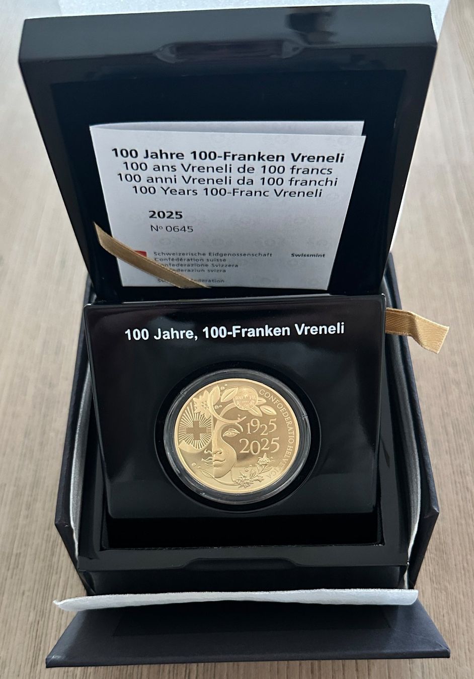 100 Jahre 100-Franken Vreneli 2025 – N° 0645 (Neu und originalverpackt) in  Fehraltorf für CHF 13400 – mit Lieferung auf Ricardo kaufen