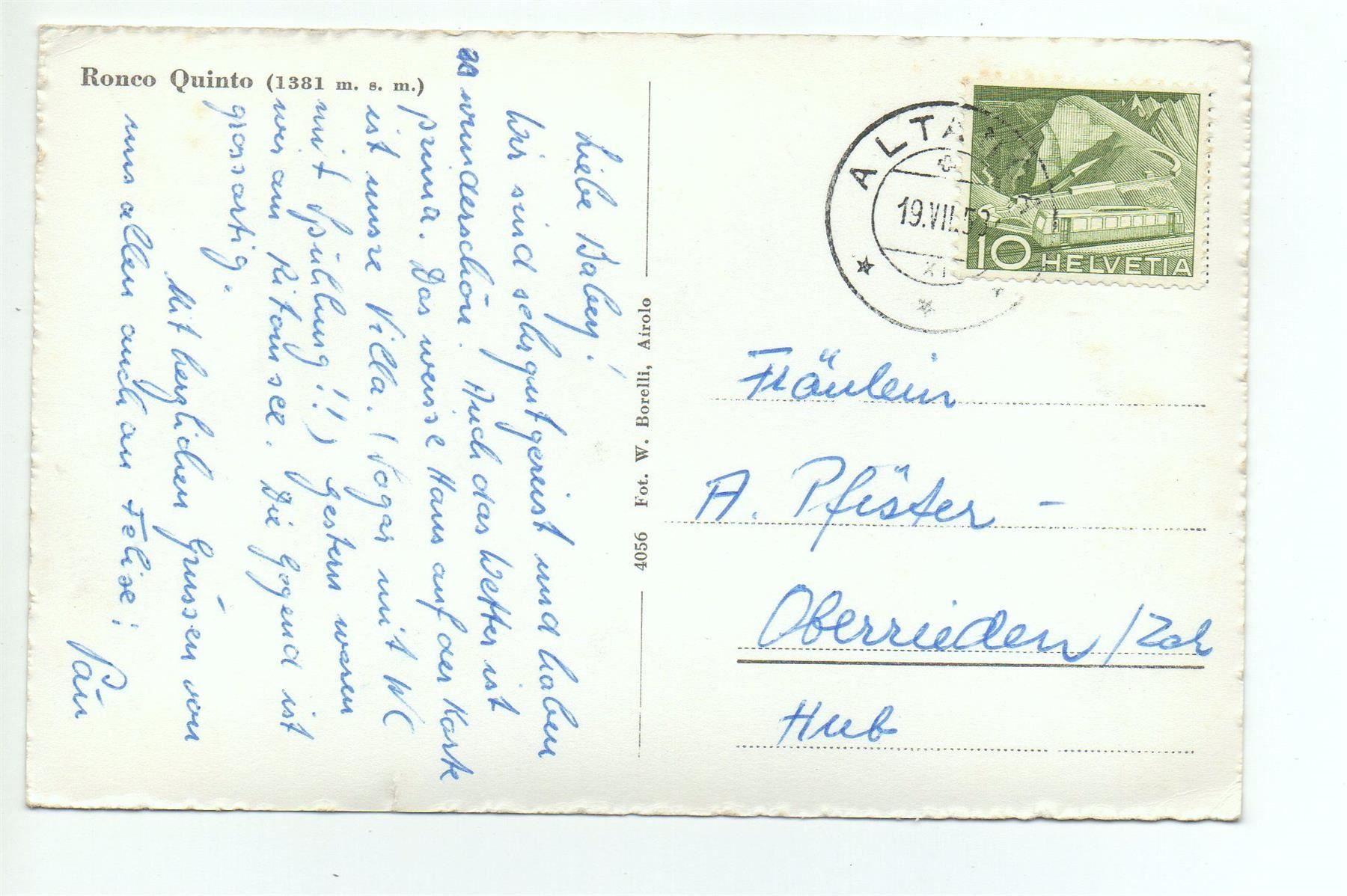 Cartoline postali: RONCO QUINTO – Usato da Jona venduto da philajona 1