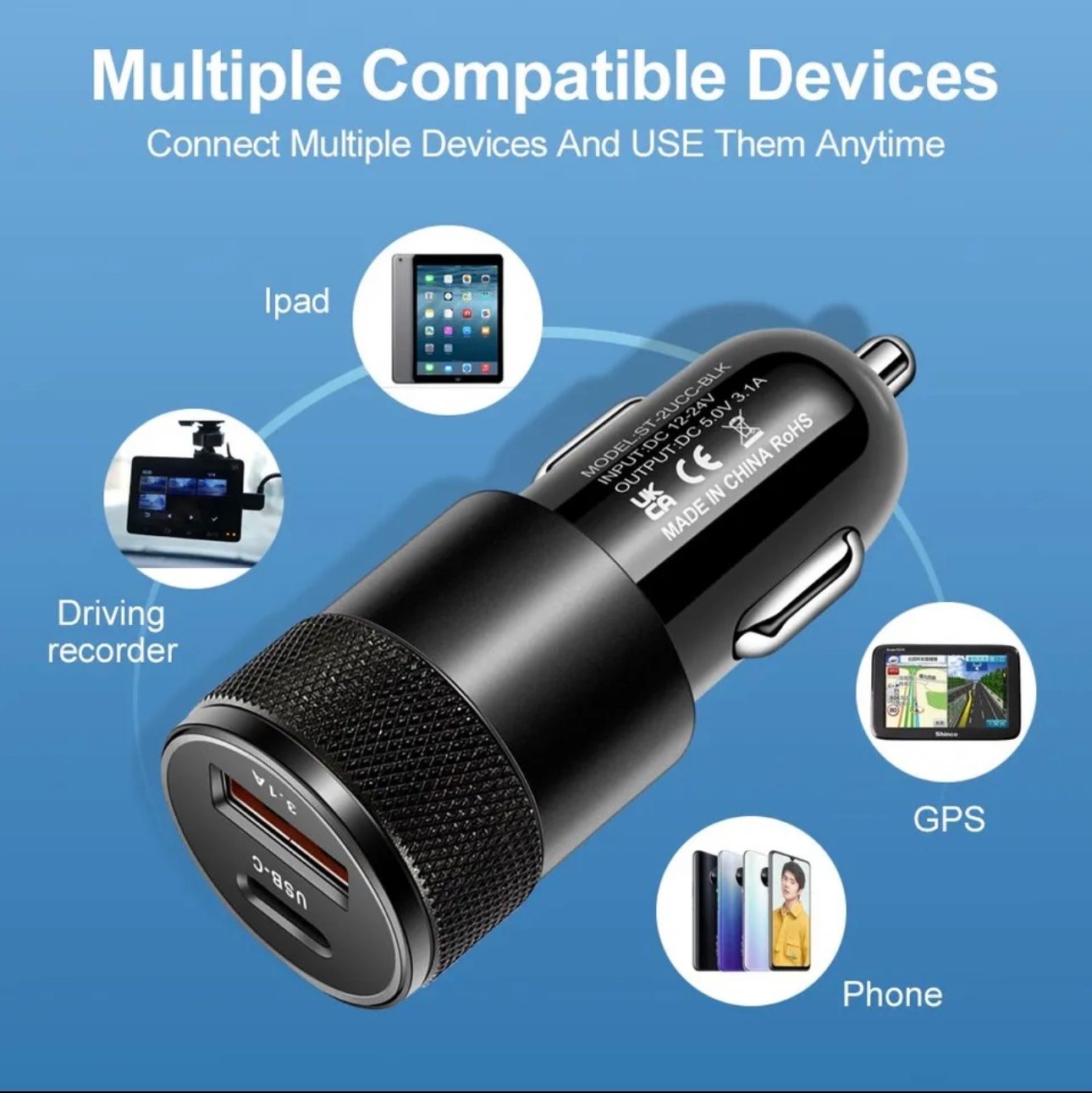 Sonstiges für Haushalt & Wohnen: Auto Ladegerät 68W Universal Quick Charge 3.0 schwarz silber – Neu und originalverpackt aus Balsthal von D.K.Autoteile10 9