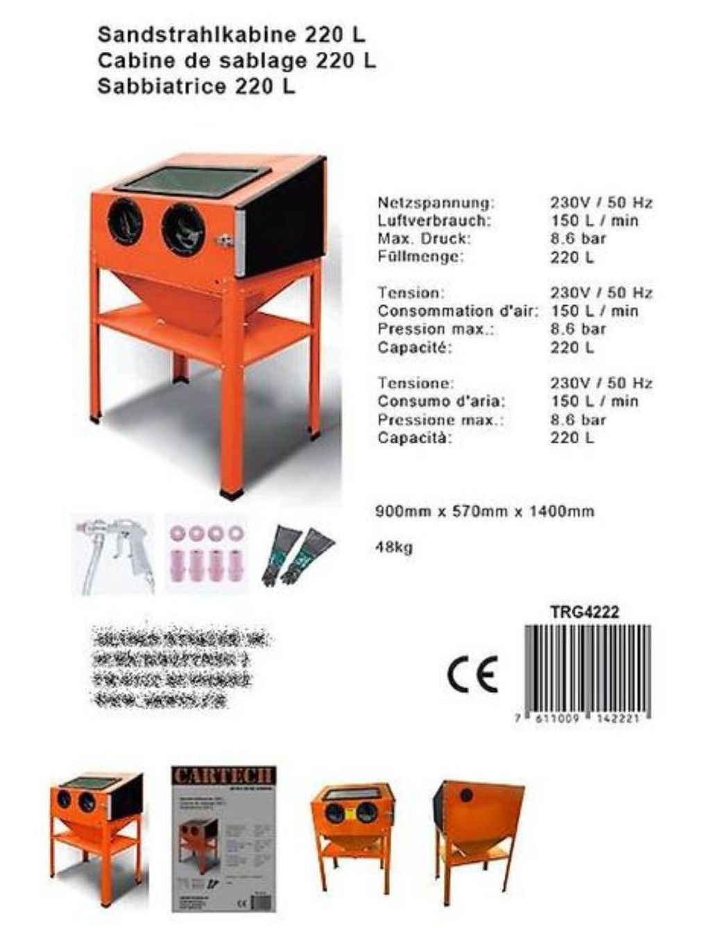Tutte le macchine: Sandstrahlkabine RC MACHINES 220 L 60 – Usato da Baar venduto da bri_xh5s 7