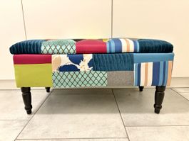 Sitzbank Patchwork Design mit Stauraum