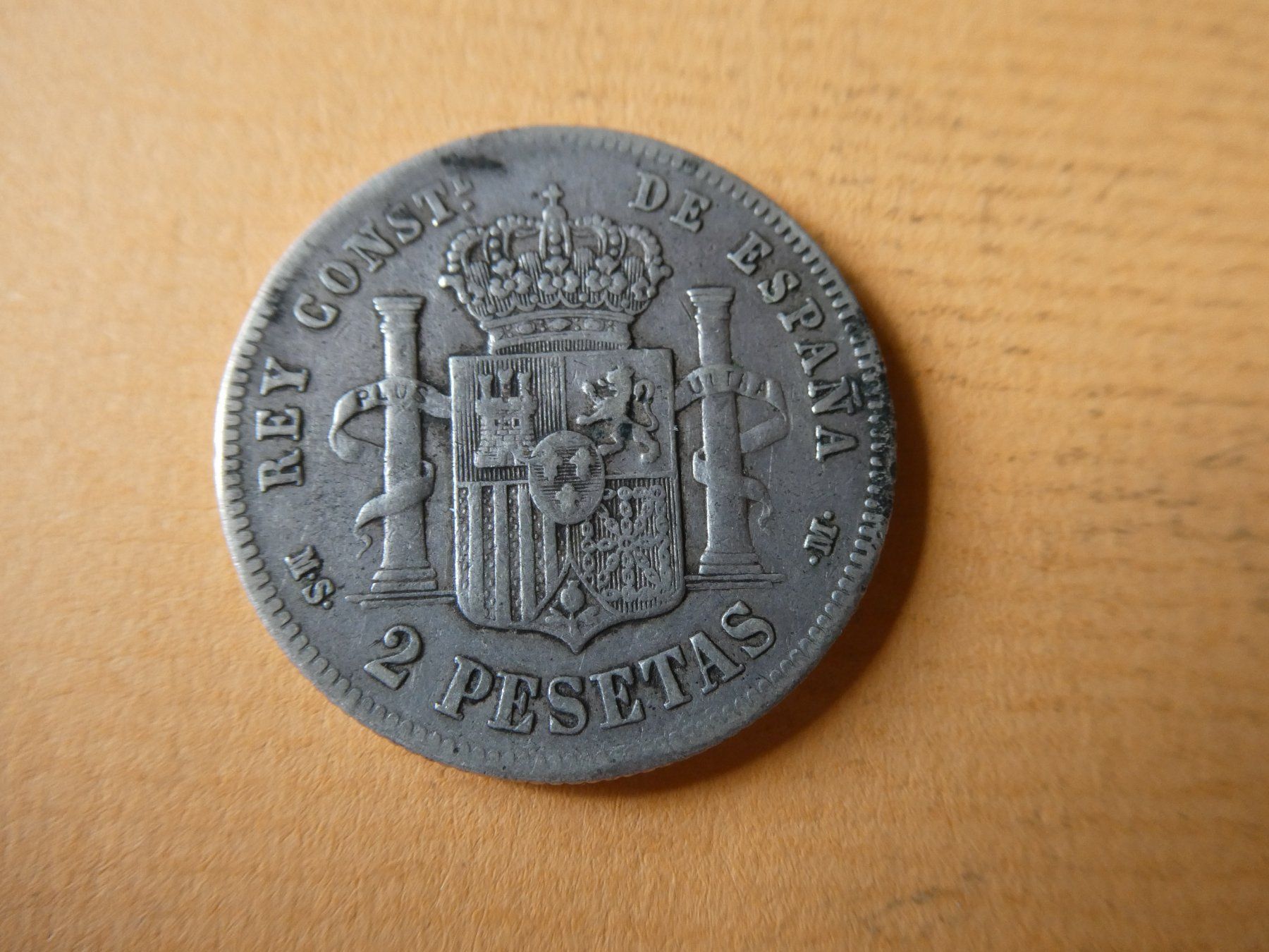 Alle Münzen: Spanien 1881, 2 Pesetas   Silber – Gebraucht aus Hinterforst von Rohusri
