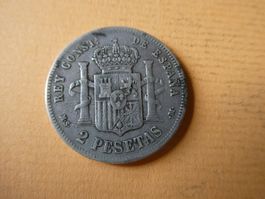 Spanien 1881, 2 Pesetas   Silber