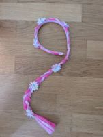 Haarreif mit Zopf und Blumen rosa