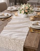 Tischläufer Beige Baumwolle 138x74 cm