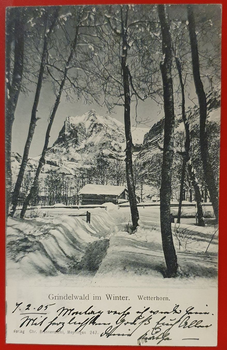 Cartoline postali: 2 Ansichtskarte Grindelwald 1905 - Im Winter – Usato da Kreuzlingen venduto da Rschweiz1 2