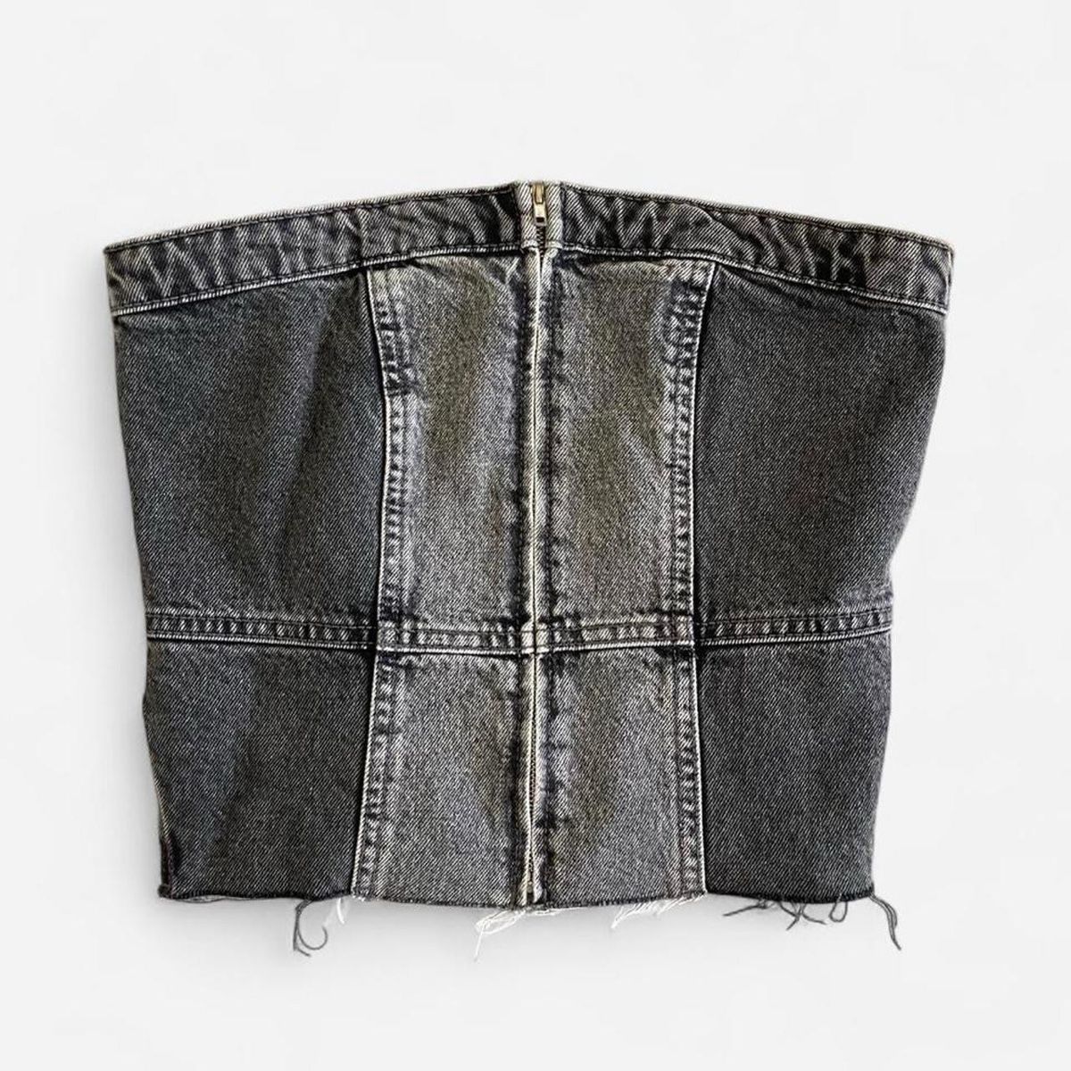 Zara Top: Zara Corset Top, Dark Denim – Nuovo e nell'imballaggio originale da Basel venduto da 1moonstar