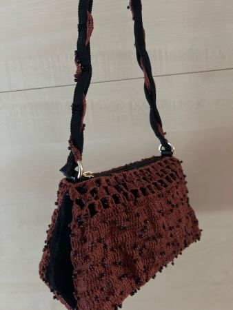 Handgehäkelte Vintage-Tasche mit Perlen – Unikat, Handmade