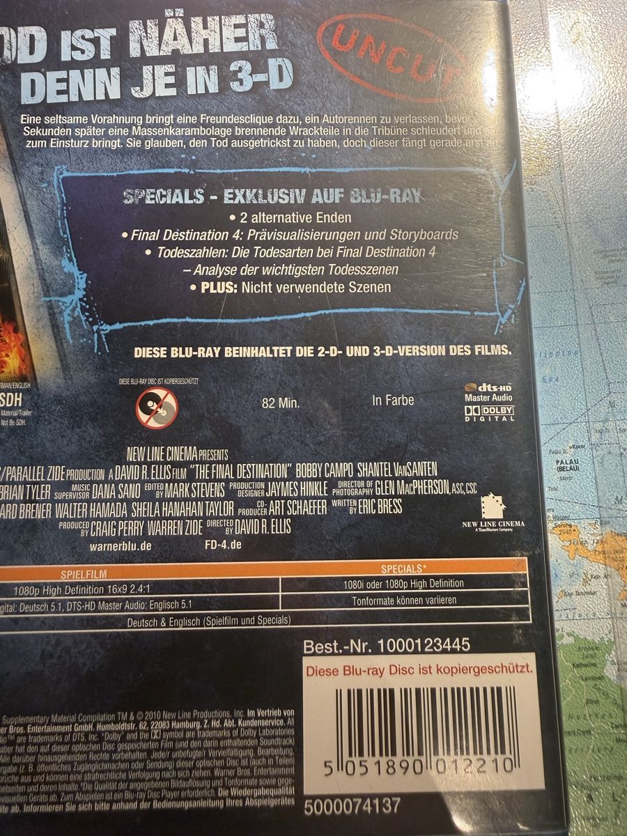 Tous les DVDs: Final Destination 4 3D+2D Blu-ray Uncut  – D'occasion à Flaach par Filmklopper87 1