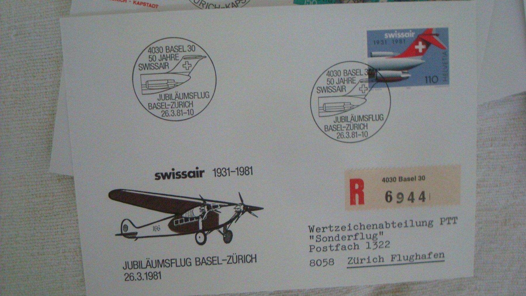 Tutti i francobolli: Diverse Briefe mit Flugpostmarken gestempelt 80er Jahre – Usato da Münchenstein venduto da Pesci6 4