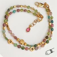 Turmalin-Armband zierlich multicolor Unikat Silber vergoldet