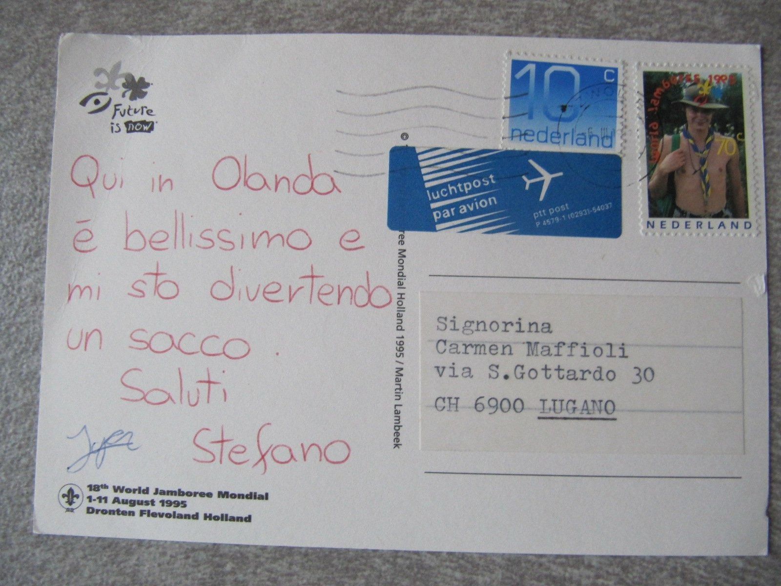 Cartoline postali: Jamboree - Hollande 1995 – Usato da Arbedo venduto da nadia1973 1
