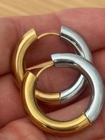 Luxus Elegante Creolen Edelstahl Ohrstecker Farbe Gold