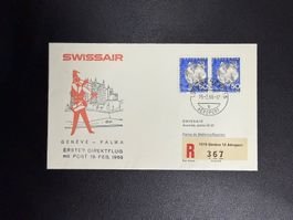 Swissair Erstflugbrief Genf - Palma 1966
