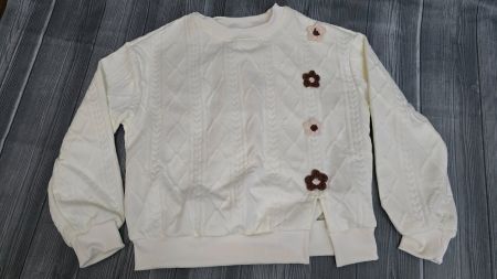 Struktur Sweater - Blumen Details - S - Coquette 7️⃣