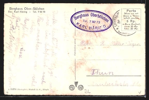 Cartoline postali: AK Ober-Bölchen, Blick auf das Berghaus – Usato da Berlin venduto da bartko-reher 1