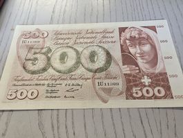 Schweizer Banknote 500 Franken 1957 guter Zustand