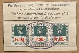 Ausschnitt Fiskalmarken Kanton Bern Emolument Burgdorf 1968