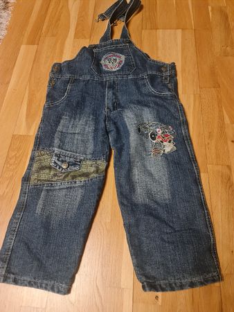 Warme Latzhose Jeans Gr. 116 für Herbst/Winter