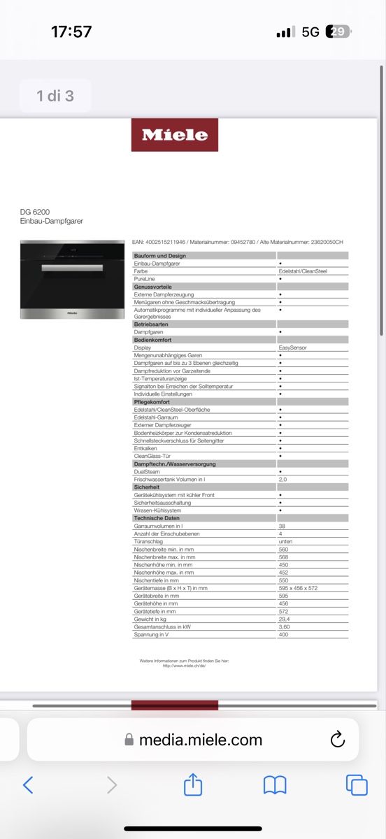 Miele Backöfen: Miele Dampfgarer DG6200-60 ED CH – Gebraucht aus Gstaad von andrea140877 3